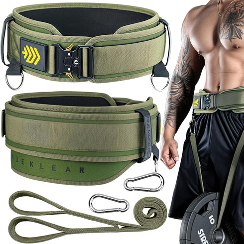 MANUEKLEAR 2-in-1 Weightlifting Belt & Dip Belt with 36.7 IN Rope, Double-Layer
