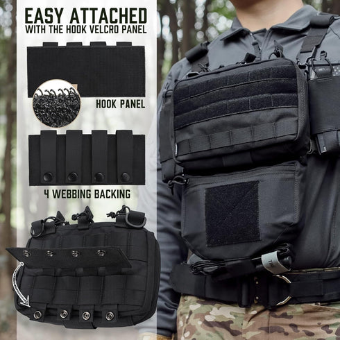 WYNEX Tactical Mag Admin Pouch, Molle Utility Tool Organizer with Triple Stacker Magazine Holder for M4 M16, Patch
