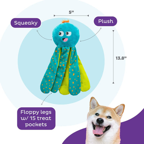 Outward Hound Nina Ottosson Silly Legz Interactive Plush Dog Puzzle, Blue Octopus Dog Enrichment Toy