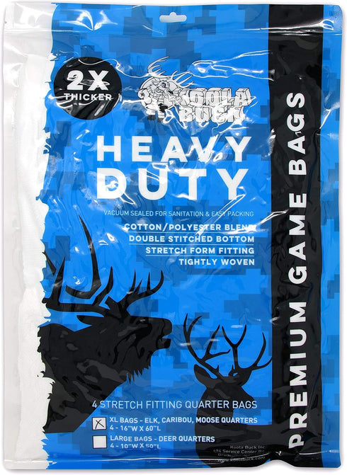 Heavy Duty Deer & Elk Game Bags Hunting, 4-Pack Game Quarter Bags, Choice of L, XL, or Full Body Bag