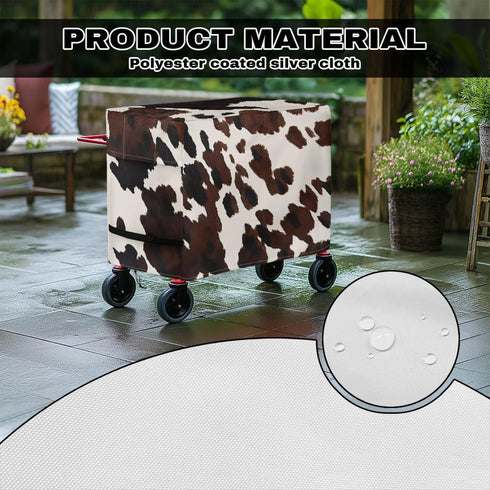 Xumfabuy 80-100 Cow Print Patio Cooler Cover, Outdoor Bar Cart Cover for Quart Rolling Ice Chest Cooler, Cart Covers