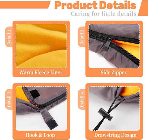 Lifeunion Waterproof Dog Sleeping Bag with Storage Bag, Warm Packable Dog Bed for Travel, Camping, Hiking (Grey+Orange)