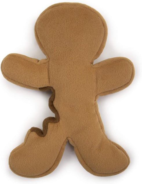 goDog Christmas Gingerbread Man Squeaky Plush Dog Toy - Chew Guard Technology, Large, Brown