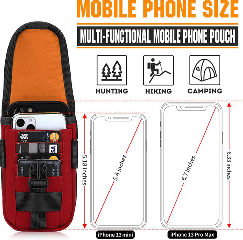 IronSeals Tactical Phone Holster Pouch, Molle Attachment Waist Bag for 4.7"-6.9" Phones with Tactical Gear Clip