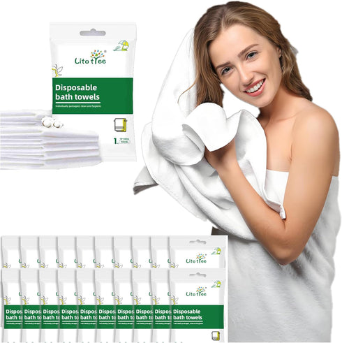 10 Pack Disposable Bath Towels, Size 55" x 27.5", Ultra Soft, Quick