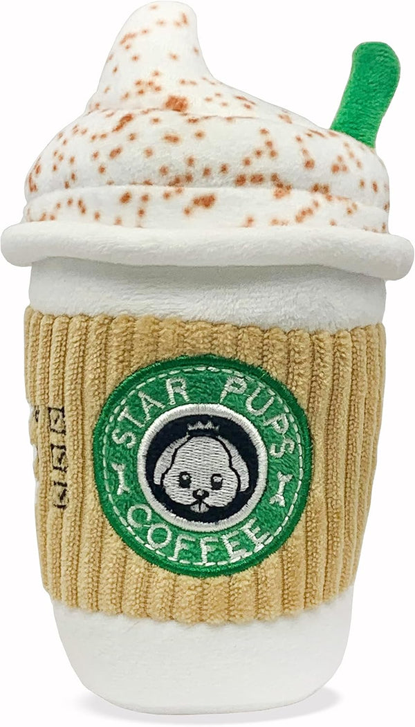 Parody Star Pups Coffee Dog Toy, Pup'kin Spice Latte, Funny Plush Squeaky Holiday Toys for Medium, Small, Large Dogs