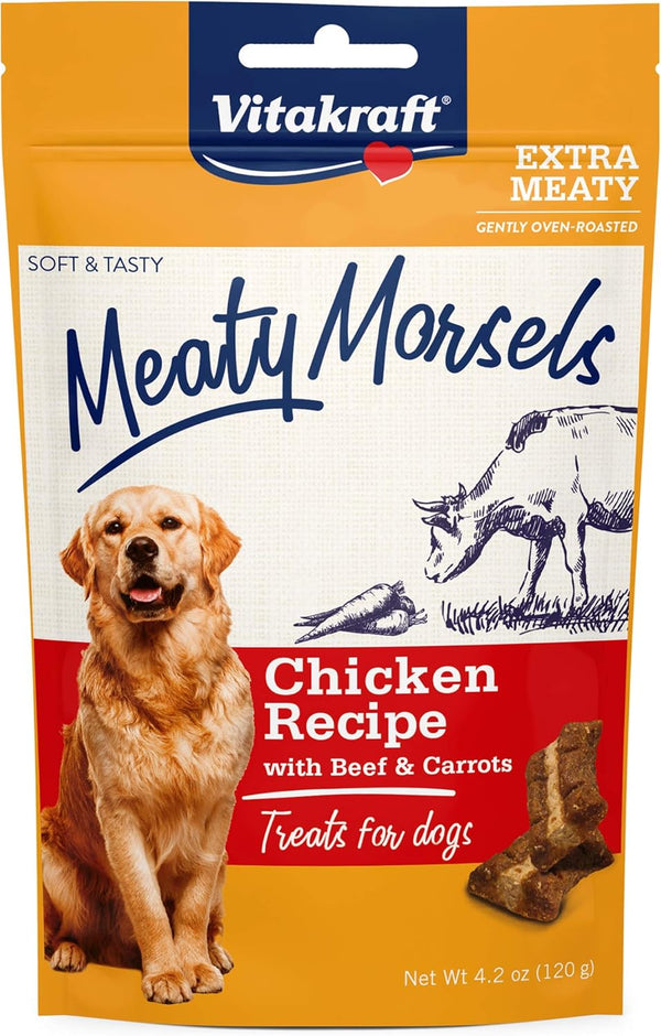 Vitakraft Meaty Morsels Treats for Dogs - Chicken, Beef, and Carrots - Soft Dog Treats for Training