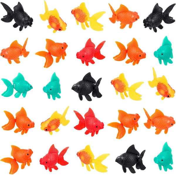 Sumind 30 Pieces Colorful Fake Floating Fishes | Realistic Plastic Goldfish Aquarium Ornament Decorations