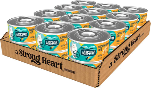 A Strong Heart Canned Wet Cat Food, Chicken Dinner Paté - 3 oz Cans (Pack of 24), Made in The USA