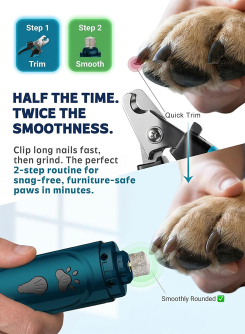 2 3 12,000 30dB Trimmer YABIFE Super Quiet Dog Nail Grinder & Clippers Kit with LED Lights, Speeds Up to RPM, Lower