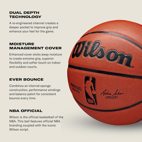 3, 6 7 WILSON NBA Authentic Indoor/Outdoor Basketballs - Size Size and Size