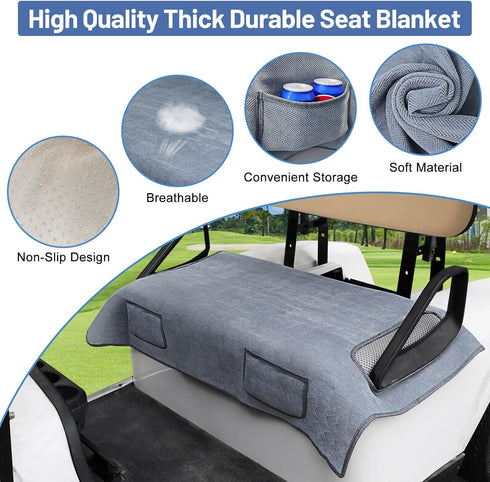 MOSNAI Golf Cart Blanket Seat Covers with 2 Pockets for Club Car DS Precedent EZGO TXT RXV