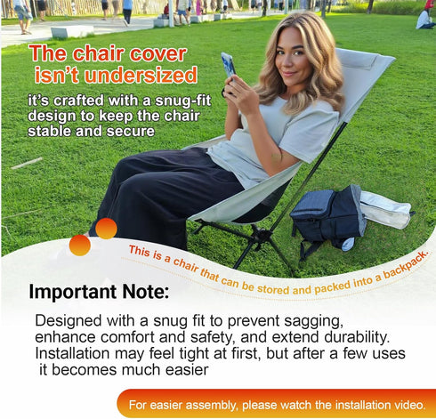Backpacking Setup IEJ High Back Camping Chair, Ultra-Lightweight Compact Folding Chair for Adults with Carry Bag, Quick