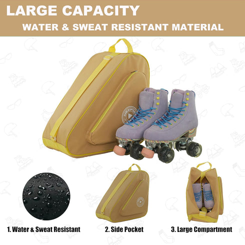 Skate Bag for Ice Skates, Inline Skates, Roller Skates, and Quad Skates for Kids and Adults