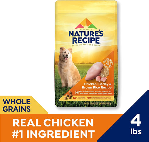 Nature's Recipe Chicken, Barley & Brown Rice Dry Dog Food, 4 lb. Bag