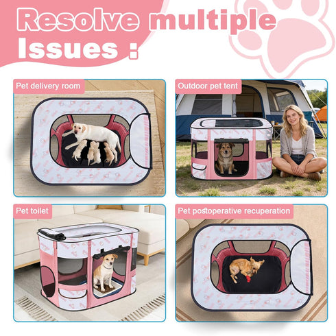 Cowhill 31"L 22"W 21"H, Foldable Dog Playpen Indoor,Expandable Puppy Playpen,Portable Pet Playpen for Small