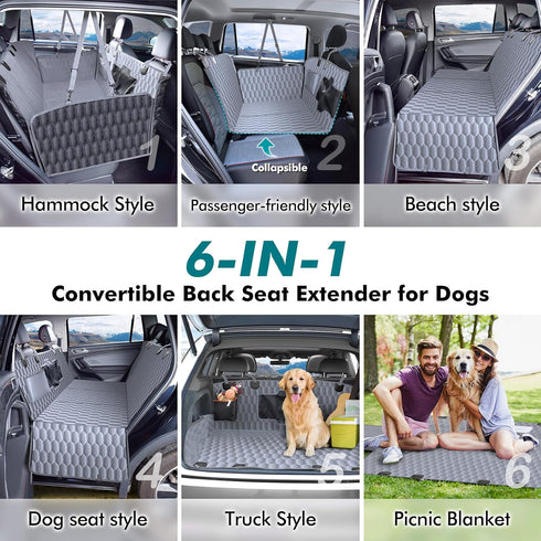 400lb,Waterproof Bottom-Detachable,600D Hammock Chumajor Back Seat Extender for Dogs-Supports Dog Car Seat Cover Hard
