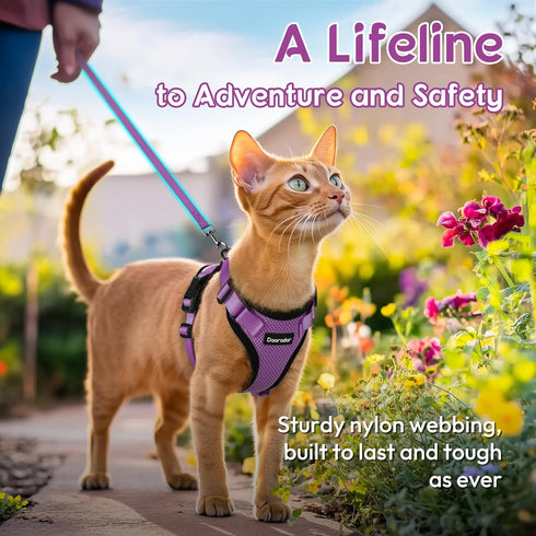 Dooradar Cat Harness and Leash Set, Adjustable Escape Proof Kitten Vest Harness for Walking, Soft Breathable Mesh,