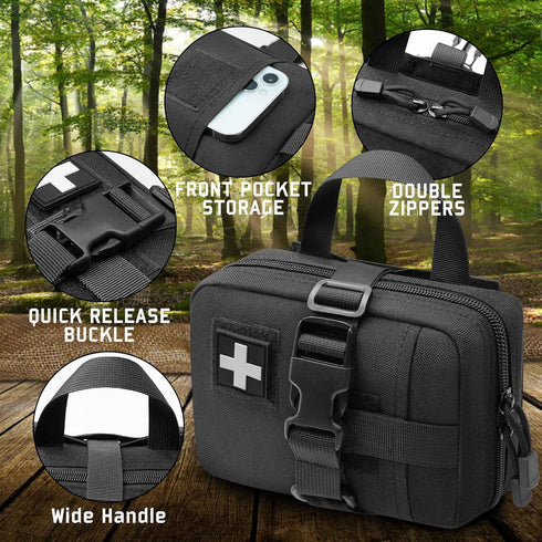Upgrade Molle Rip Away Ifak Pouch, Tactical Small Belt First Aid Medical Utility EMT Pouch