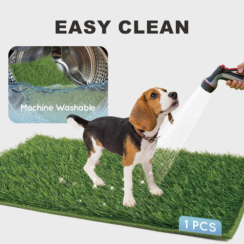 HQ4US 4LEGS 23" 16", Hemmed Dog Grass Pad with Tray Small x Ultra-Absorbent Artificial Grass Pad for Dogs Potty(No