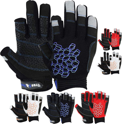 MRX BOXING & FITNESS Sailing Gloves, Sticky Palm Gripy Glove for Yachting, Kayak, Dinghy Fishing, 2 Cut Finger (Black
