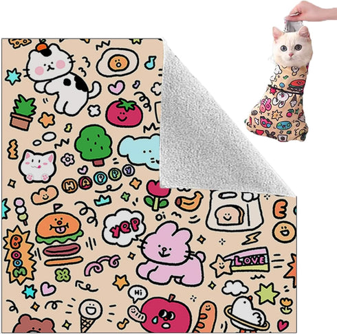 Paioxerty Cat Grooming Wrap | 27.6" Self-Adherent Calming Swaddle for Nail Clipping, Medicine,