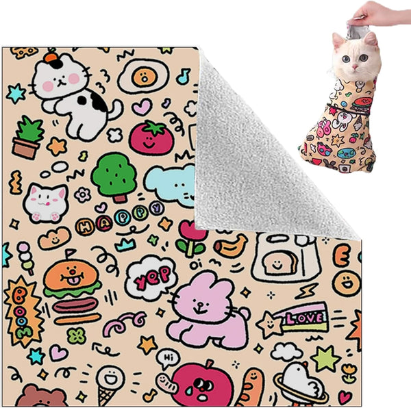 Paioxerty Cat Grooming Wrap | 27.6" Self-Adherent Calming Swaddle for Nail Clipping, Medicine,