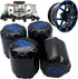 Golf Cart SS Wheel Center Cap Cover, ITP Push in Style for EZGO, Club Car, Yamaha, 4 PCS (Gloss Black with Blue SS)
