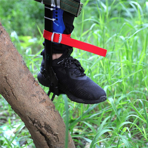 XKMT Upgraded Tree Climbing Spike Set with Safety Adjustable Belt Lanyard and Rope Rescue Gear, Blue