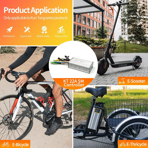 KUNTENG(KT) 36V/48V 500W Brushless Motor Controller for Electric Bike Kit with KT LCD3 LCD4 LCD5 LCD7 Display