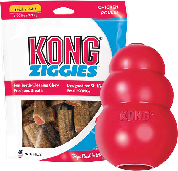 KONG Classic and Ziggies Dog Chew Toy with Treats for Small Dogs