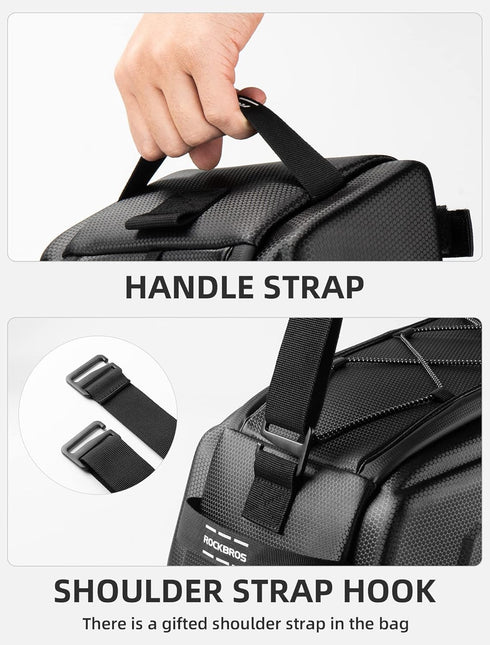 ROCKBROS Bike Rack Bags - Large Hard Shell Bicycle Rear Rack Bag, Bike Trunk Bag, Ebike Battery Bag, Saddle Bag