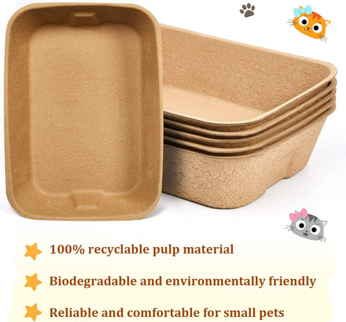 5 Pack Small Disposable Litter Kitten Box, Paper Cat Litter Tray for Indoor Outdoor Small Animals