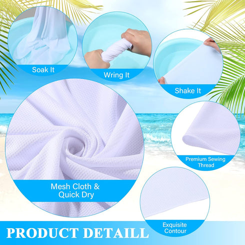 24 Count 40"x12" BBTO Sublimation Cooling Towels Bulk for Sports White Golf Sweat Gym Towel Ice Breathable Soft Chilly