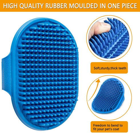 ROPO Dog Grooming Brush, 2pcs Pet Shampoo Bath Brush with Adjustable Ring Handle for Long Short Haired Dogs and Cats