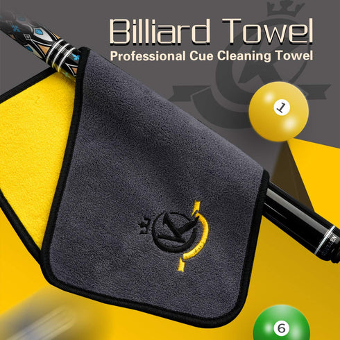KONLLEN Billiards Cue Towel, 100% Cotton Black 8-Ball Pool Cue Cleaning Set with Maintenance Accessories