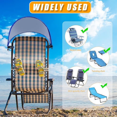 Atvkov Beach Chair Canopy Foldable Chair Umbrella Sun Shade Attachment for Beach Camping Fishing Lounge Tanning Zero