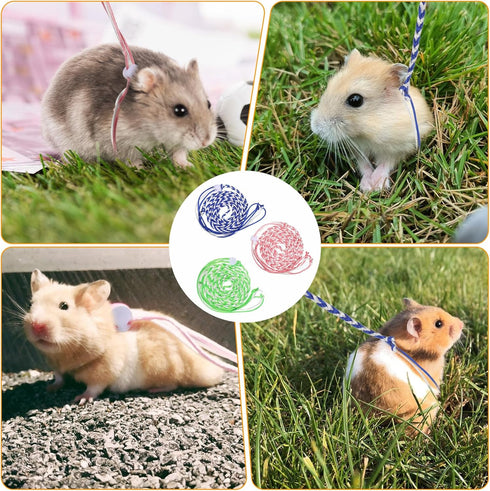 Exircy 3 Pack Rat Harness, Adjustable Hamster Leash Harness for Ferret Mouse Squirrel Small Animal