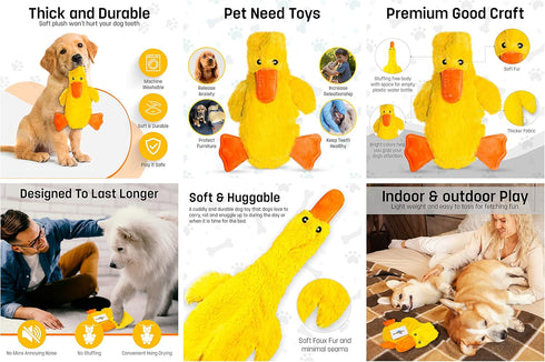 FGA MARKETPLACE Pack of 5 Flat NO Stuffing NO Squeak Plush Dog Toys, Funny Style for Small and Medium Dogs