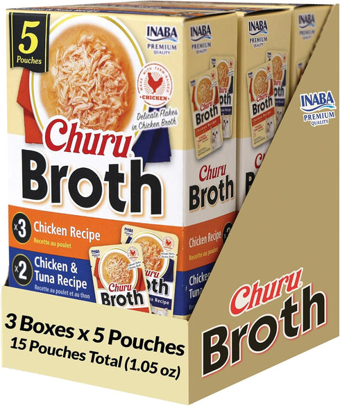INABA Churu Broth for Cats, Creamy Broth with Shredded Chicken Side Dish