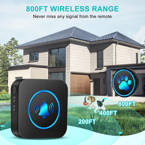Yoiilifee 1000 IP65 60 (1 Dog Door Bell for Potty Training, Smart Wireless Doggie Doorbell to Go Outside, Feet Long