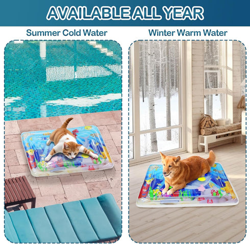Upgraded Water Sensory Playmat for Cats, Interactive Pet Water Sensory Mat Pad, Thickened Cat Dog Toys for Indoor