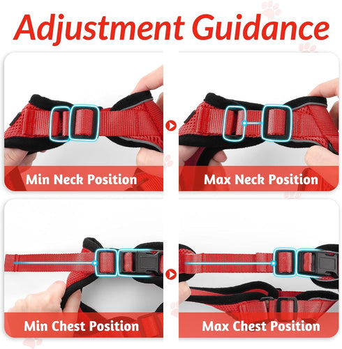 rabbitgoo Cat Harness and Leash - Soft Adjustable Vest for Walking, Escape Proof, Breathable Reflective Strips (Red, S)