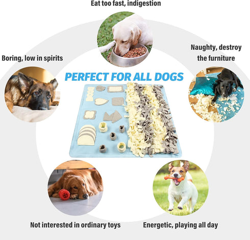STELLAIRE CHERN (39.4" 39.4") Snuffle Mat for Small Large Dogs x - Nosework Feeding, Easy to Fill, Machine Washable