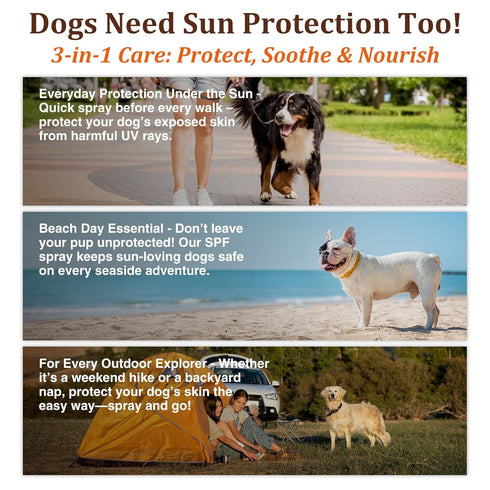 Dog Sun Protection Spray Lightweight, Oil-Based UV Shield for Sensitive Skin | Soothing & Moisturizing Formula