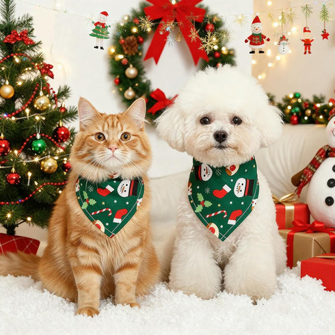 Ittokis 4 Pack Set Dog Bandana Christmas Scarf Bibs Kerchief Pet Christmas Costume Xmas Holiday Bandanas for Medium