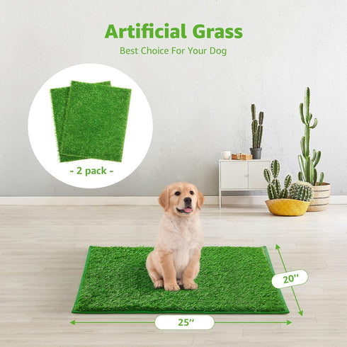 Artificial Dog Grass Pee Pad, 2-Pack, Indoor Potty Training Replacement Turf for Puppies
