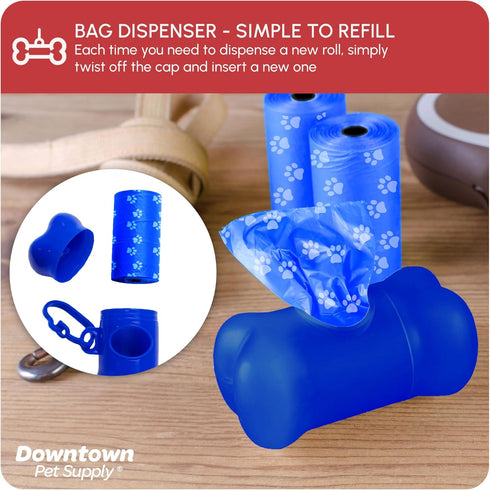 1000 Count 12.5" 8.5" Downtown Pet Supply Poop Bags for Dogs with Dispenser, - Leak-Proof Dog Waste Bags