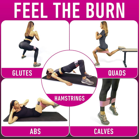 Resistance Bands for Working Out with Guide, 4 Booty Bands for Women Men, Fabric Elastic Exercise Bands