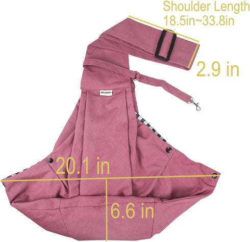Pet Sling Carrier - Adjustable Shoulder Strap Puppy Tote, Hands-Free Reversible Pet Backpack for Outdoor Travel Pink